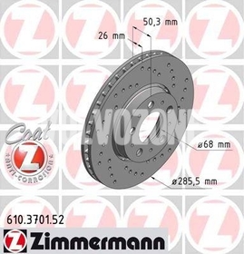 Přední brzdový kotouč (285,5mm) P2 S60/S80/V70 II/XC70 II děrovaný