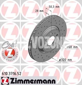 Přední brzdový kotouč (320mm) P2 S60/S80/V70 II/XC70 II děrovaný