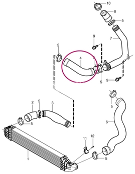 Spojovací hadice od trubky turba k intercooleru 2.4D/D5 (-2010) P1 C30/C70 II/S40 II/V50 (OEM)
