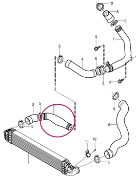 Spojovací trubice před intercoolerom 2.4D/D5 (-2010) P1 C30/C70 II/S40 II/V50 (OEM)