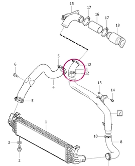 Hadice za plastovým kolenem od turba k intercooleru 1.6D2 P1 (OEM)