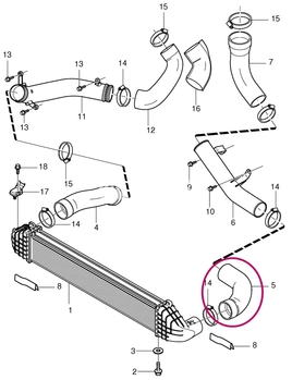 Hadice od trubky turba do intercooleru T6 P3 S80 II/V70 III/XC70 III (OEM)