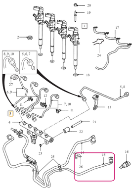 FUEL PIPE Volvo 30725231 // Return pipe (15) (OEM)