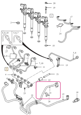 FUEL PIPE Volvo 30725286 // From filter to pump (14) (OEM)