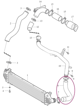Gumová hadice pred intercoolerom 1.6D2 P1 (OEM)