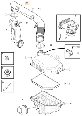 Trubka sání z airboxu k turbu 4 válec diesel 2.0 (2014-) P3 (OEM)