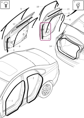 SEALING STRIP Rear Door Left Volvo 30661314 (OEM)