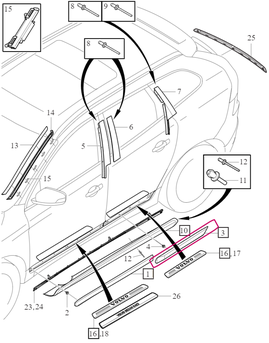 TRIM MOULDING Rear Right Volvo 39821519 (2014-) (OEM)
