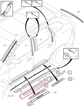 TRIM MOULDING Front Door Right Volvo 39835895 (2014-) (OEM)
