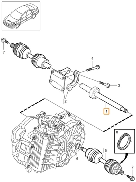 Poloos pravá 2.9/3.0 P2 (-2001) S80 převodovka M65 (OEM)