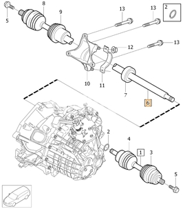 Poloos pravá 4 válec 2.0T/T5 (2010-2014) P3 S60 II/V60 S80 II/V70 III převodovka MMT6 (OEM)