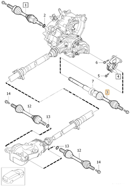 Poloos pravá T5 P1 (2009-) S40 II/V50 převodovka M66 AWD (OEM)
