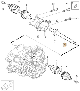Poloos pravá 1.6D/2.0 P3 S80 II/V70 III převodovka MTX75 (OEM)
