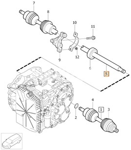 Poloos pravá 1.6 T4 P1 V40 II/V40 XC převodovka MPS6 (OEM)