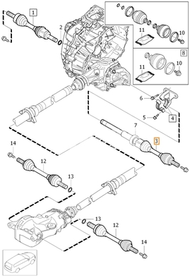 Poloos pravá 5 válec P1 V40 XC převodovka TF-80SD AWD (OEM)
