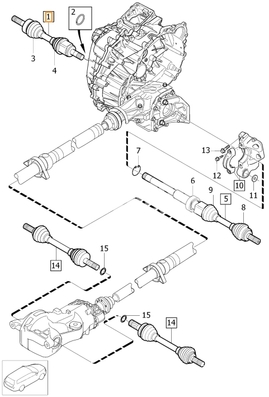 Poloos levá 5 válec D3/D4/2.4D/D5 P3 XC70 III převodovka M66(AWD) (OEM)