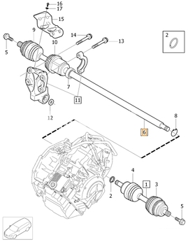 Poloos pravá 5 válec D3/D4/2.4D P3 XC70 III převodovka TF-80SC (OEM)