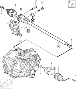 Poloos pravá 5 válec D3/D4/2.4D P3 XC70 III převodovka M66 (OEM)