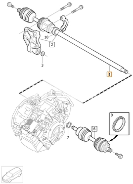 Poloos pravá 2.4D/3.2 P2 (-2007) XC90 převodovka TF-80SC (OEM)