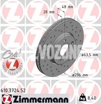 Přední brzdový kotouč (296mm) SPA S60 III/V60 II(XC) S90 II/V90 II děrovaný