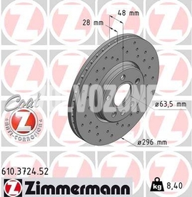 Přední brzdový kotouč (296mm) SPA S60 III/V60 II(XC) S90 II/V90 II děrovaný
