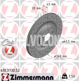 Zadní brzdový kotouč (340mm) SPA XC90 II děrovaný