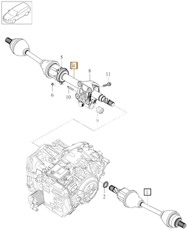 Poloos pravá 1.5 T3/T4, 2.0 T4, 2.0 D2/D3 P3 (2016-) S60 II/V60/V70 III převodovka TF-71SC