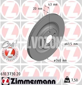 Zadní brzdový kotouč (340mm) CMA C40/XC40 Recharge/Polestar 2