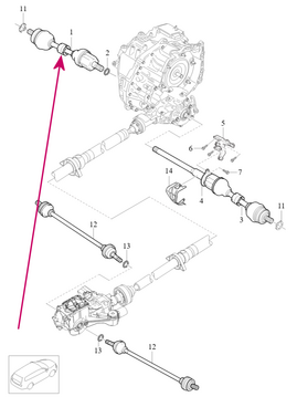 AXLE SHAFT, EXCH Left Volvo 36012055 // AWF8G45 FWD/AWD, AWF8G55 AWD (OEM)
