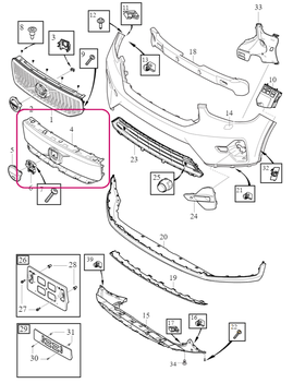 GRILLE Volvo 40013571 // Variant code: GR08+FK2I (BEV Grill + Sand Dune) (OEM)